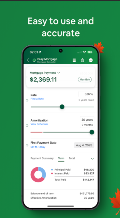 Mortgage app — easy, accurate mortgage payment calculator