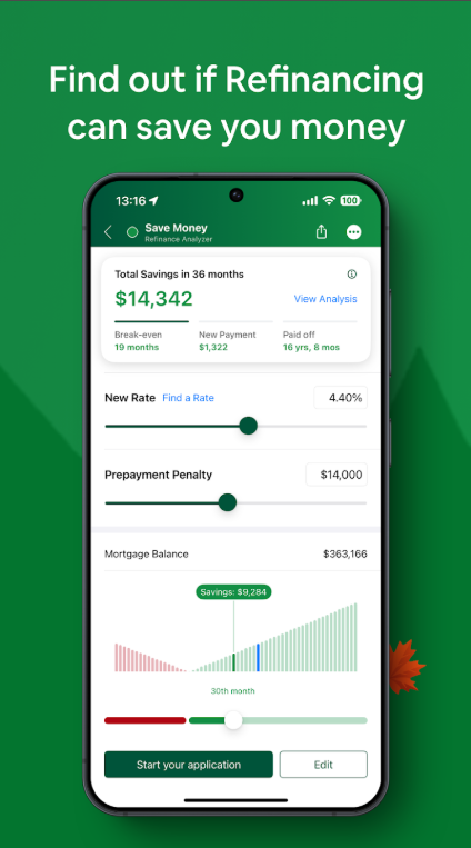 Mortgage app — find out if refinancing saves you money
